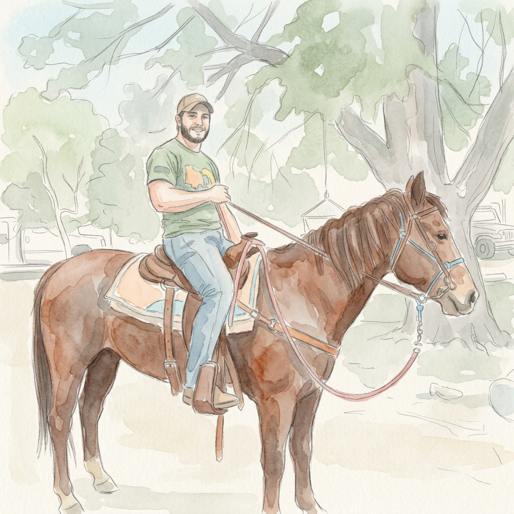 Michael on horseback